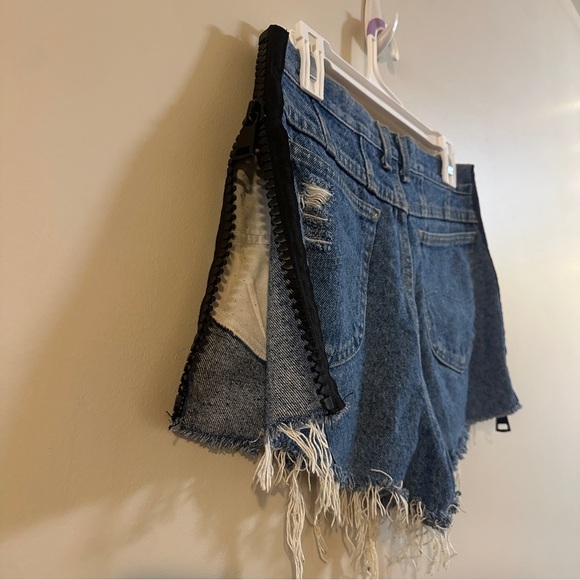 Furst of a Kind Denim Distressed Blue Shorts - Picture 4 of 9
